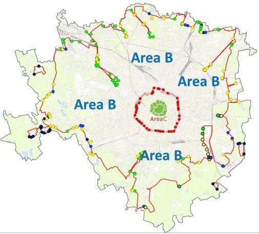 mappa varchi area b milano