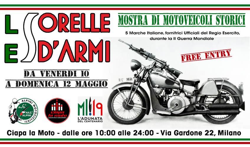 Le Sorelle d’Armi: gli Alpini a Milano con una mostra di moto storiche