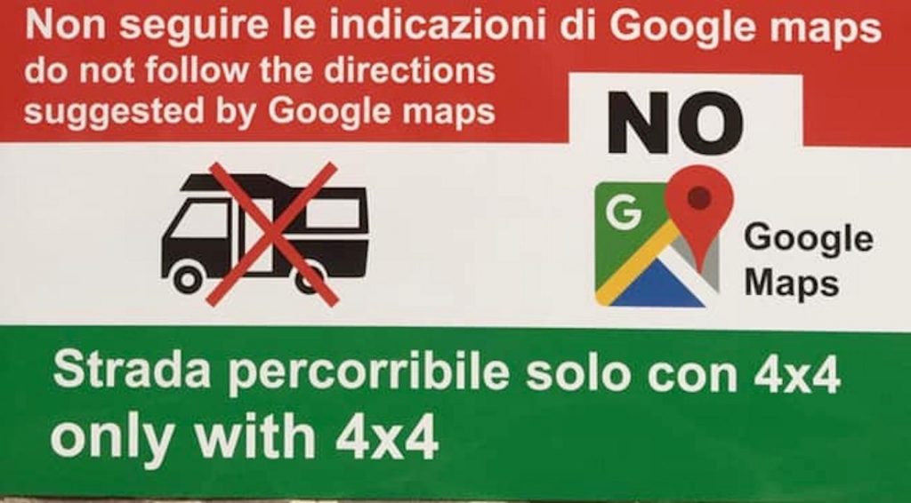 Google Maps: in Sardegna avvisano di NON seguire le indicazioni