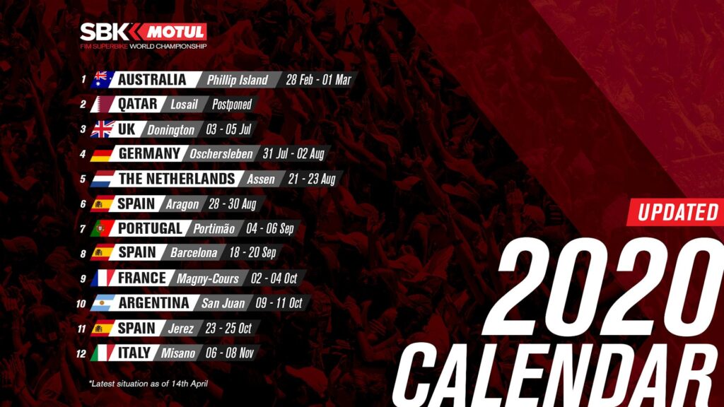 Calendario Mondiale SBK 2020, ennesimo aggiornamento (inutile?)