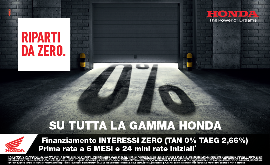 Honda promozione Maggio/Giugno 2020: prima rata a 6 mesi e zero interessi