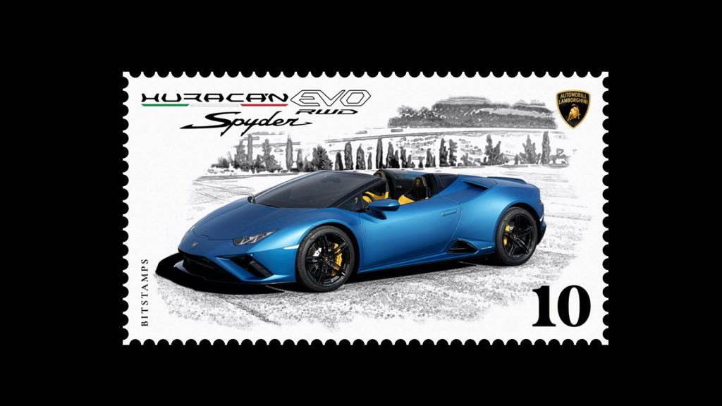 Lamborghini francobollo Bitstamps: dedicato alla Huracan EVO RWD Spyder