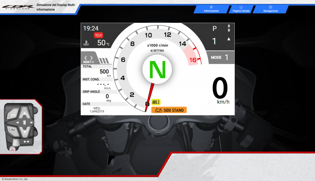 Honda simulatore dashboard CBR-RR-R