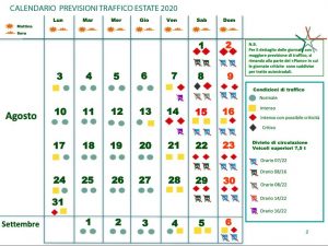 calendario traffico estate 2020