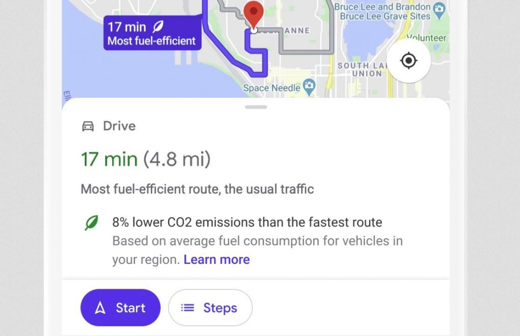 Google Maps calcola il percorso migliore per farci consumare meno e ridurre le emissioni