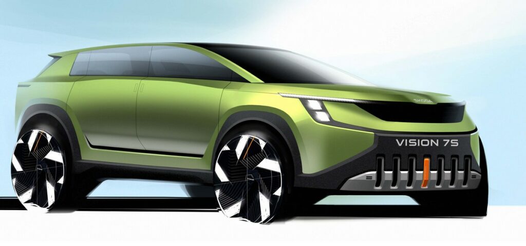 Skoda Vision 7S: svelati i primi bozzetti degli esterni