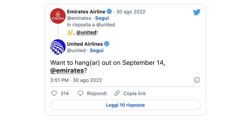 Emirates e United annunciano con tweet spiritosi… un matrimonio?