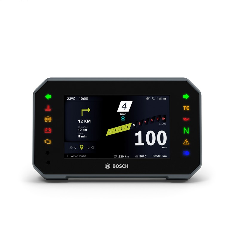 Bosch display compatti moto 2022: Cluster TFT da 5″ e Connectivity Cluster da 5″