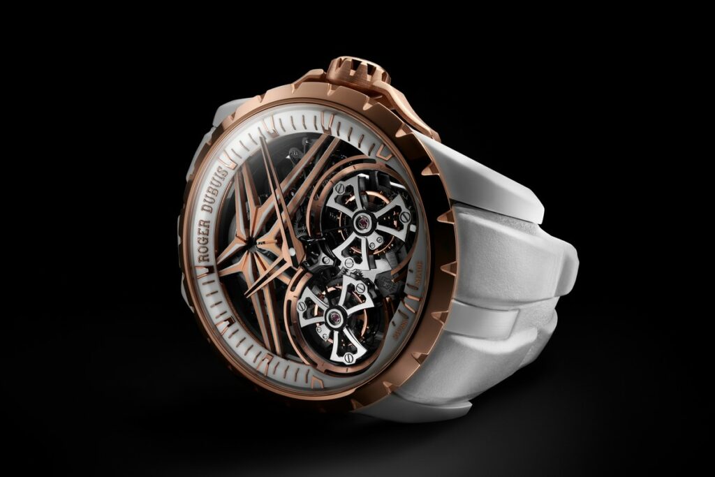 Roger Dubuis Excalibur Doppio Tourbillon in Ceramica Bianca