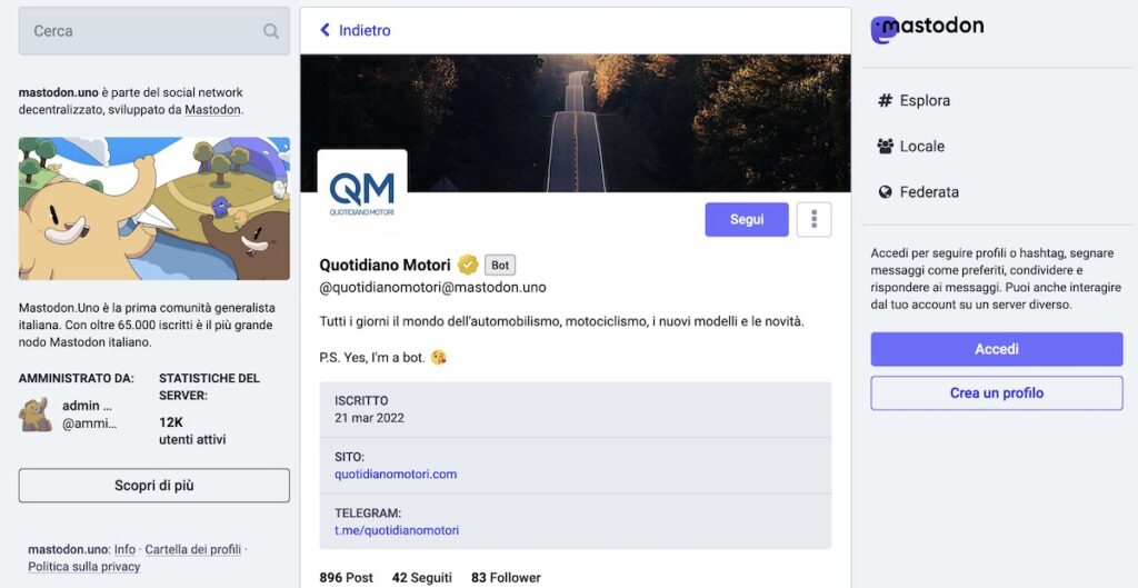 Perché Quotidiano Motori è anche su Mastodon: una scelta di campo.