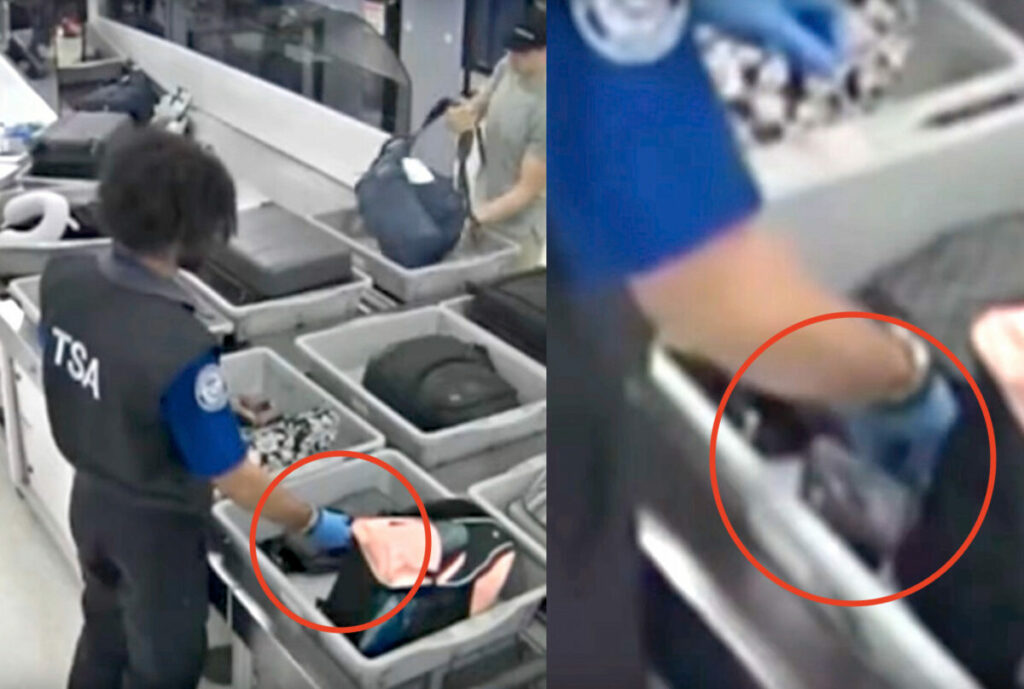 Addetti alla sicurezza in aeroporto rubano gli oggetti dei passeggeri: il video che li inchioda