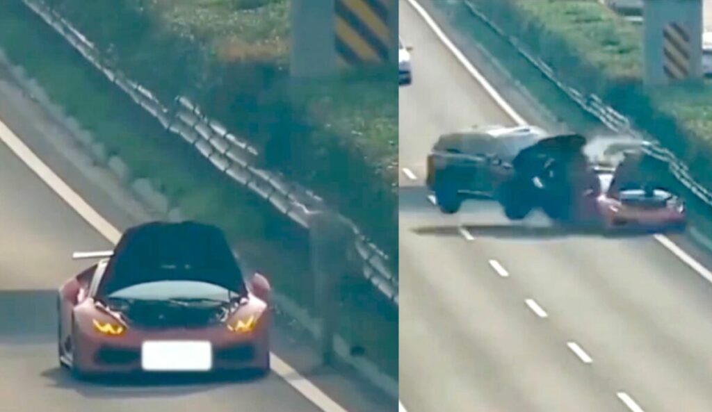 SUV distrugge Lamborghini Huracan in autostrada