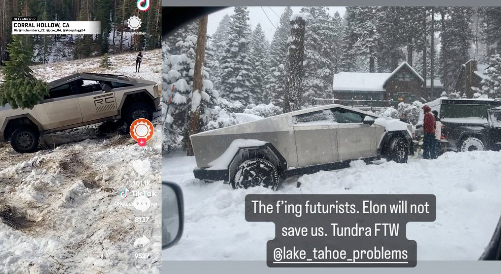 I Tesla Cybetruck sono già impantanati nella neve