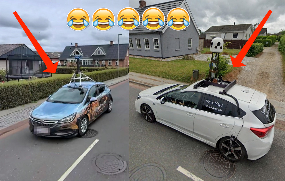 Quando l’auto di Google Maps incontra quella di Apple Maps