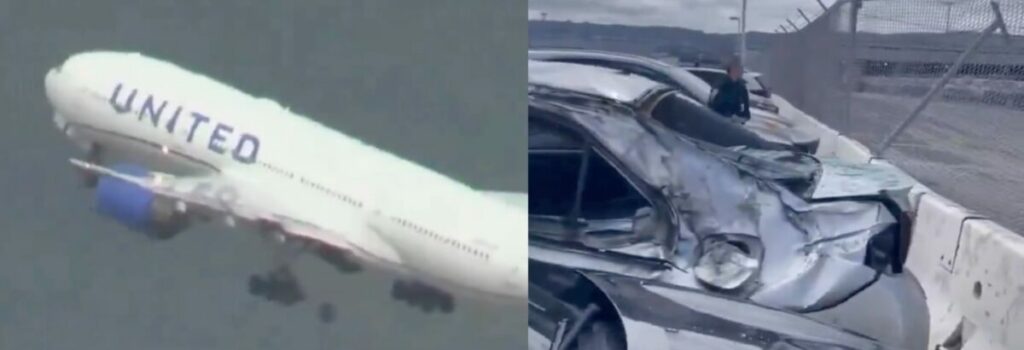Ruotino si stacca da un Boeing in decollo e finisce sulle auto parcheggiate all’aeroporto di San Francisco
