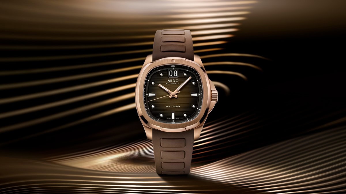Mido multifort tv big date in oro rosa e marrone cioccolato