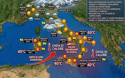 Meteo 25 agosto, l'Italia spaccata in due: temporali e grandine al Nord, 40 gradi al Sud