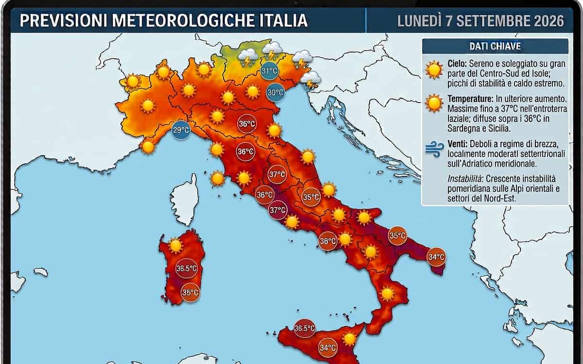 Meteo 7 settembre, l'estate non molla: caldo fino a 37 gradi, poi arriva la svolta atlantica